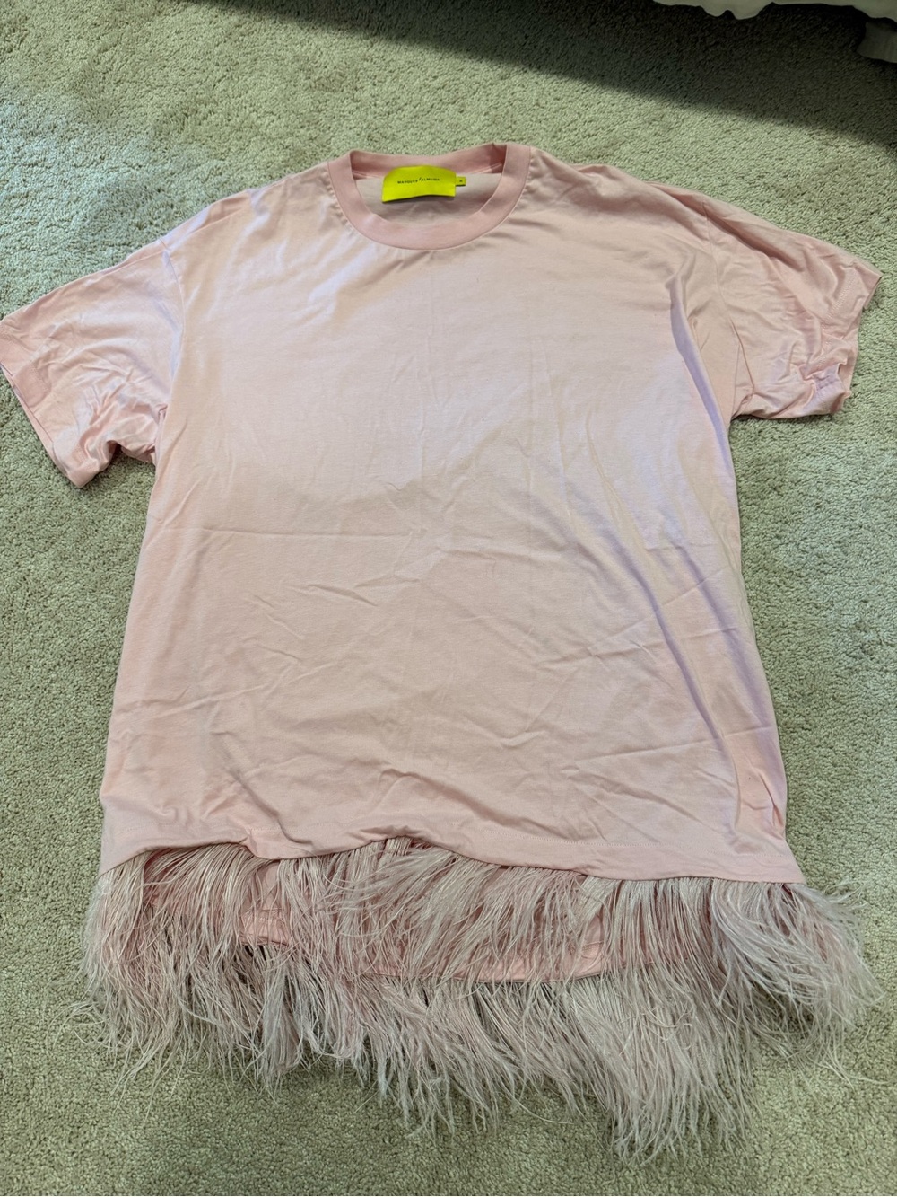 Marques Almeida Feather-Hem Pink T-Shirt Dress